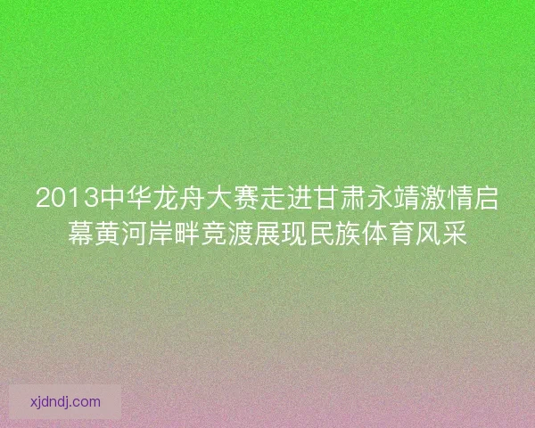 2013中华龙舟大赛走进甘肃永靖激情启幕黄河岸畔竞渡展现民族体育风采 2013中华龙舟大赛走进甘肃永靖激情启幕黄河岸畔竞渡展现民族体育风采