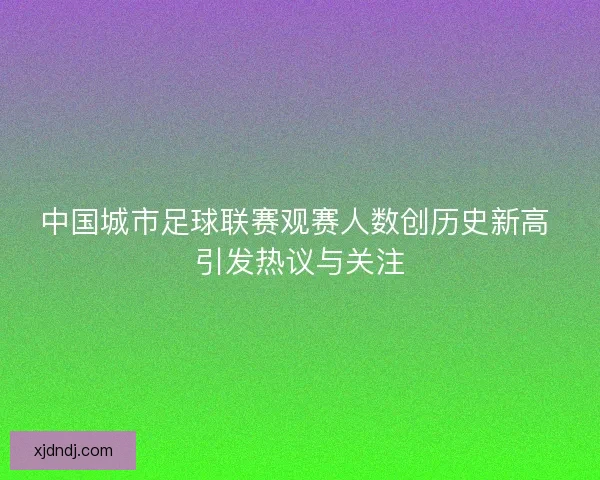 中国城市足球联赛观赛人数创历史新高 引发热议与关注